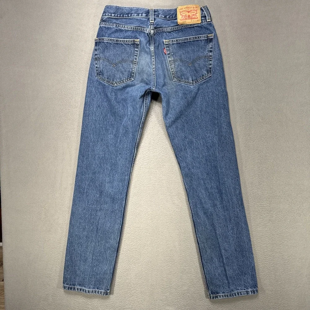 Levis 505 Jeans Mens‎ Sz 30x32 (28x30) Blue Distressed Faded Workwear Dark Denim